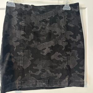 Free People Black Camo Mini Skirt